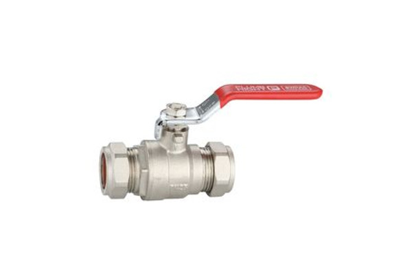 PlumbRight Lever Ball Valve Red Handle 22 mm PRLBV22RED - 5 Units (111380)