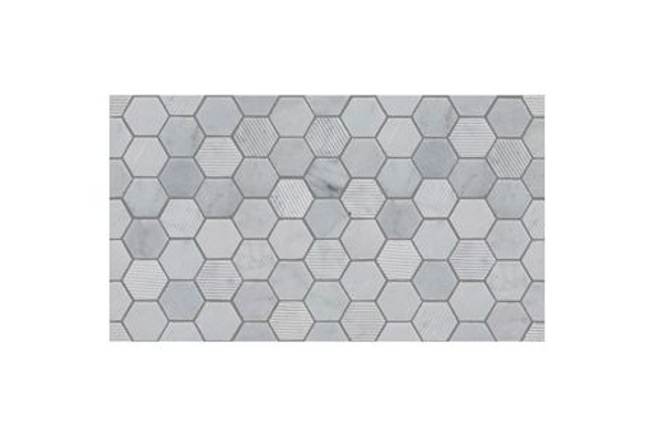 Verona Fog Stone Hexagon Marble Mixed Mosaic Tile 300 x 300 mm Per Sheet