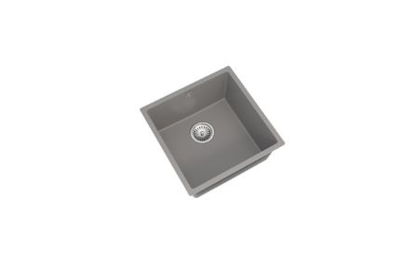 Ceki Grey Comite single bowl Inset or Undermounted kitchen sink Over Size 440x440x211mm Supplied with Chrome Basket Strainer Waste