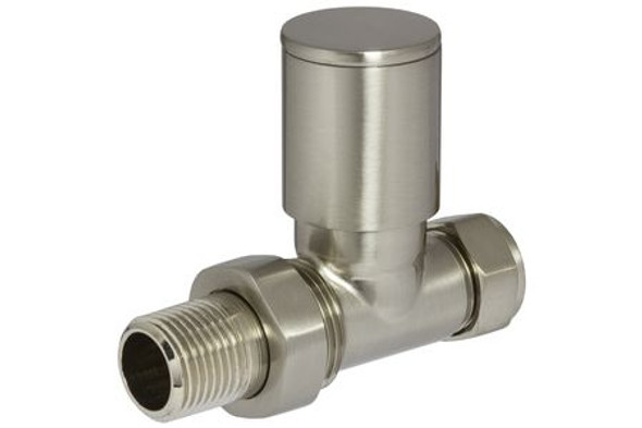 Towelrads Manual Straight Valve Round Brushed Nickel 105 mm x 65 mm 129008