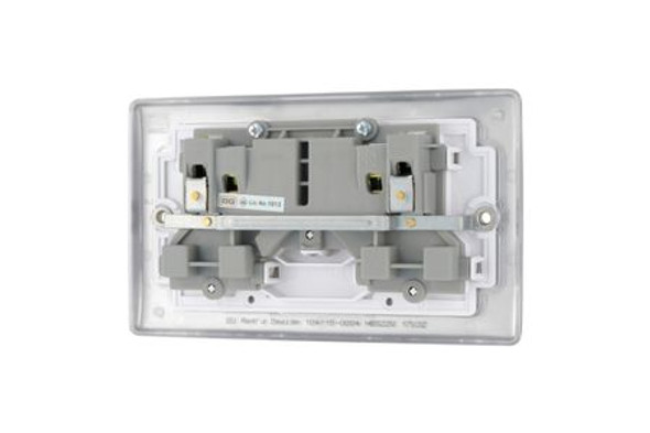BG Nexus Metal 13 A Two Gang Double Pole Switched Socket NBS22g - 10 Units (216639) - Rear View