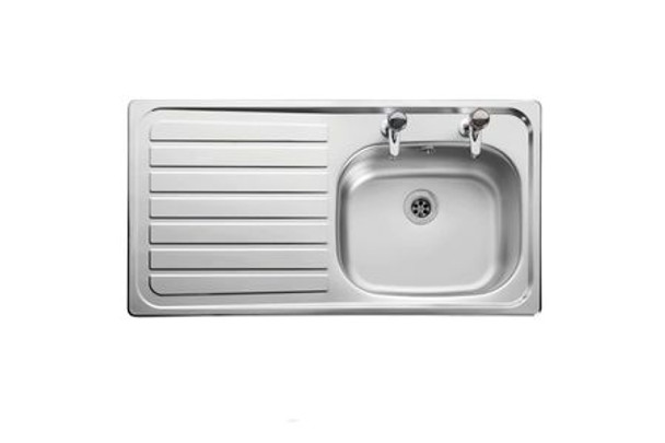 iflo Stainless Steel 2 Tapholes Kitchen Sink - 1.0 Bowl, Left Drainer (409859)