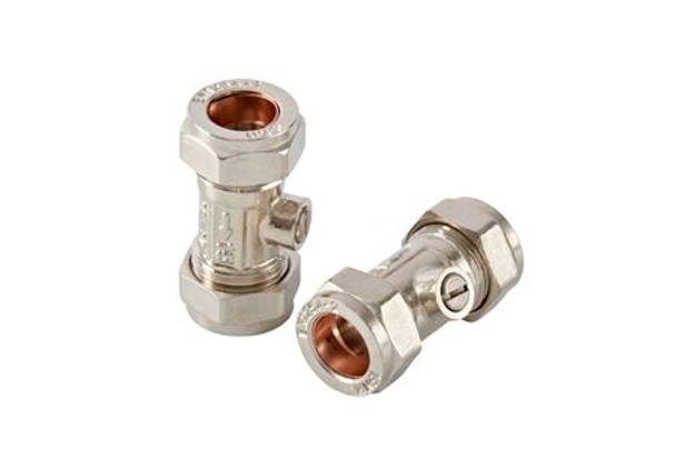 PlumbRight Straight Isolating Valve Chrome 15 mm H-03601-15 - 10 Sets (961159)