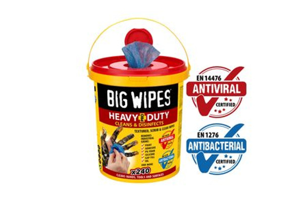 Big Wipes Antiviral Heavy-Duty Pro+ Wipes Bucket of 240