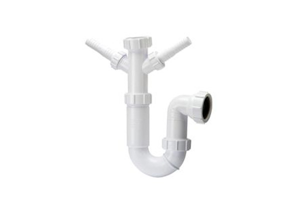 Polypipe 40mm Appliance Trap Swivel P with Double Adjustable Inlet 75mm White (452971)