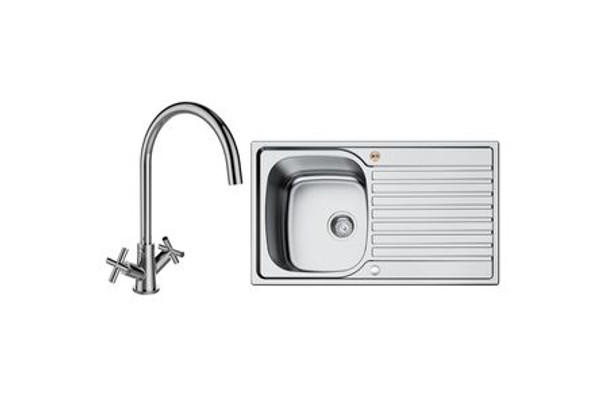 Bristan Tangerine Kitchen Mixer Tap And Inox Stainless Stain Kitchen Sink Bundle (643073)