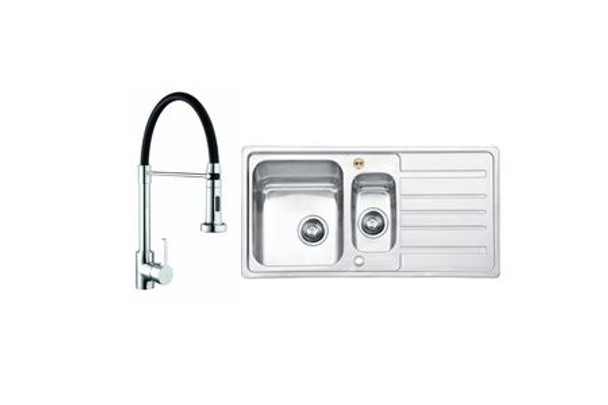 Bristan Liquorice Monobloc Kitchen Mixer Tap And Index 1.5 Bowl Stainless Stain Kitchen Sink Bundle (643074)