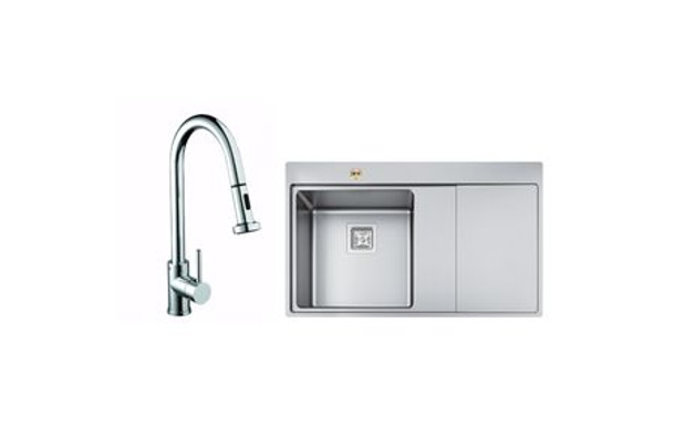 Bristan Apricot Chrome Kitchen Mixer Tap And Ingot Stainless Stain Kitchen Sink Bundle (643095)