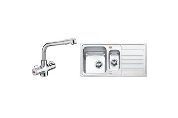 Bristan Manhattan Chrome Kitchen Mixer Tap And Index 1.5 Bowl Stainless Stain Kitchen Sink Bundle (643069)