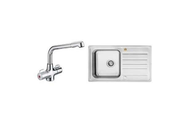 Bristan Manhattan Chrome Kitchen Mixer Tap And Index Stainless Stain Kitchen Sink Bundle (643080)