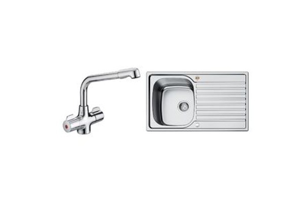 Bristan Manhattan Chrome Kitchen Mixer Tap And Inox Stainless Stain Kitchen Sink Bundle (643094)