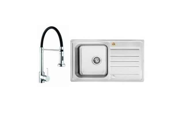 Bristan Liquorice Monobloc Kitchen Mixer Tap And Index Stainless Stain Kitchen Sink Bundle (643180)