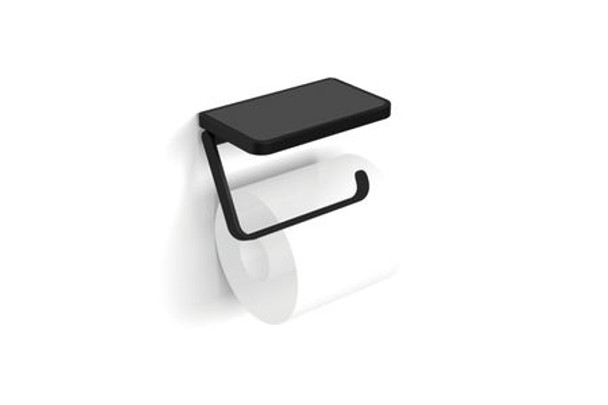 Hib Atto (Black) Toilet Roll Holder With Shelf & Anti-slip Mat (470385)