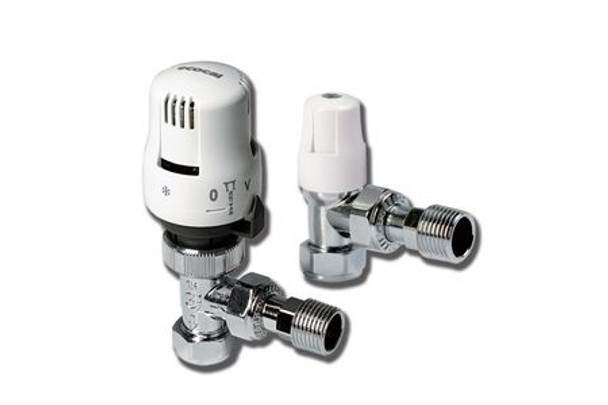Alcetnic Angled Twin Pack TRV And Lockshield White 15mm 200455 LTC