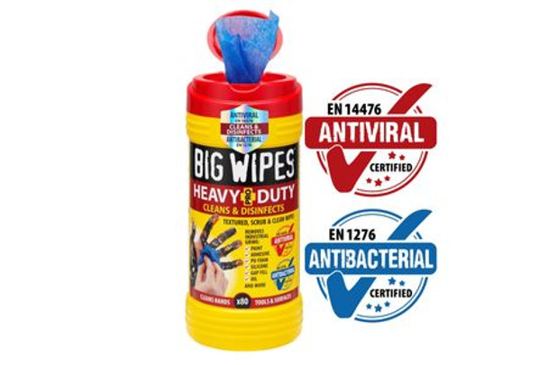 Big Wipes Antiviral Heavy-Duty Pro+ Wipes Tub of 80 (red top) (924164)