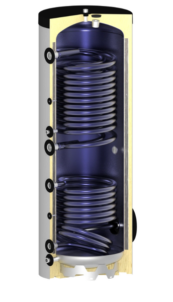 OEG 300 l Heat Pump domestic hot water storage tank with 2 smooth tube heat exchangers