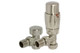 Towelrads Thermostatic Radiator Valve Angled and Lockshield Set Round Brushed Nickel 105 mm x 65 mm 129019
