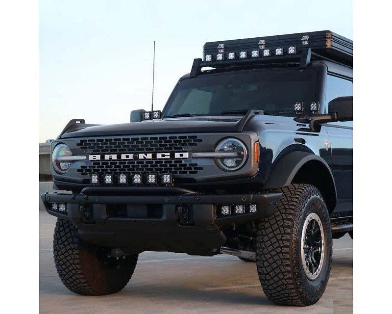 Ford Bronco Black Front Bumper OEM Fog LED Kit with 6 3