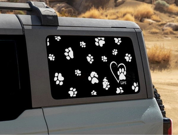 Ford Bronco 6G Pet Paws Dog Lover Window Decal by Vortex