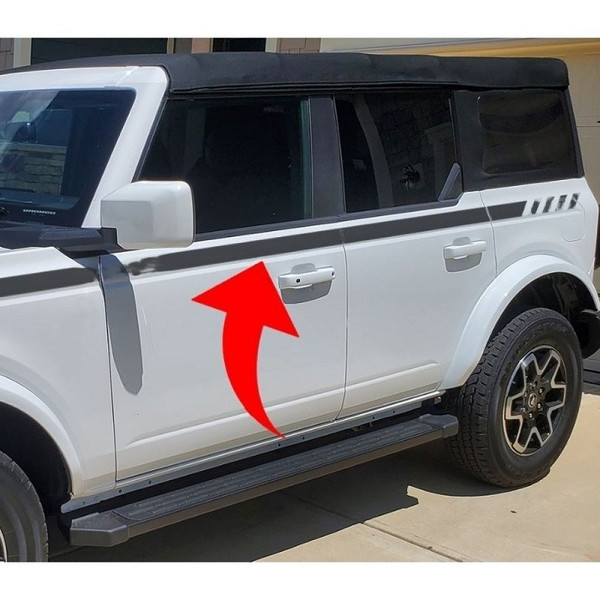 Ford Bronco 4 Door Long Body Door Side Stripes Decals - LV2 by Vortex 