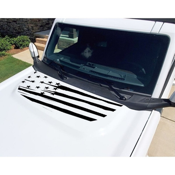 Ford Bronco Hood American Flag Decal Sticker by Vortex