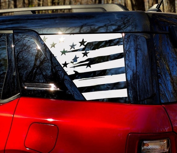 Ford Bronco Sport Distressed American Flag Rear Quarter Panel Decal - V3 by Vortex