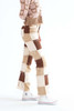 Brown Patchwork Flare Jeans