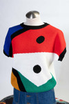 Vintage Color Block Short Sleeve Sweater (sz. Medium)