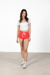 Red Terry Drawstring Dolphin Shorts