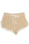 Tan Terry Drawstring Dolphin Shorts