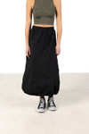 Black Nylon Cargo Maxi Skirt