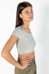 Gray Button Down Crop Tee