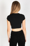 Black Button Down Crop Tee