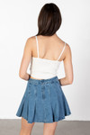 Pleated Light Denim Skirt