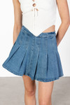 Pleated Light Denim Skirt