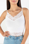 Seamless White Lace Trim Cami