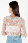 Floral Mesh Tie Front Top