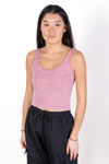 Dusty Pink Ribbed Deep V Top
