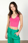 Magenta Mineral Wash Ribbed Tank