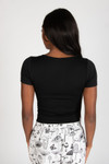 Black Tie Neck Seamless Tee