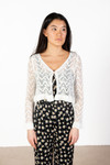 Tie Front Pointelle Cardigan