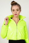 Neon Lime Crop Puffer Jacket