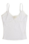 White V Neck Lace Trim Cami