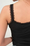 Black Ruched Lace Trim Cami