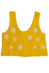 Yellow Daisy Embroidered Crochet Tank