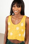 Yellow Daisy Embroidered Crochet Tank