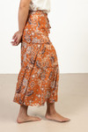 Orange Paisley Print Maxi Skirt