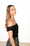 Ruched Front Black Chiffon Crop