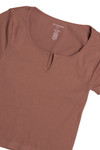 Brown Short Sleeve Seamless Notched Tee