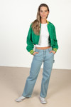 Green Silk Varsity Jacket